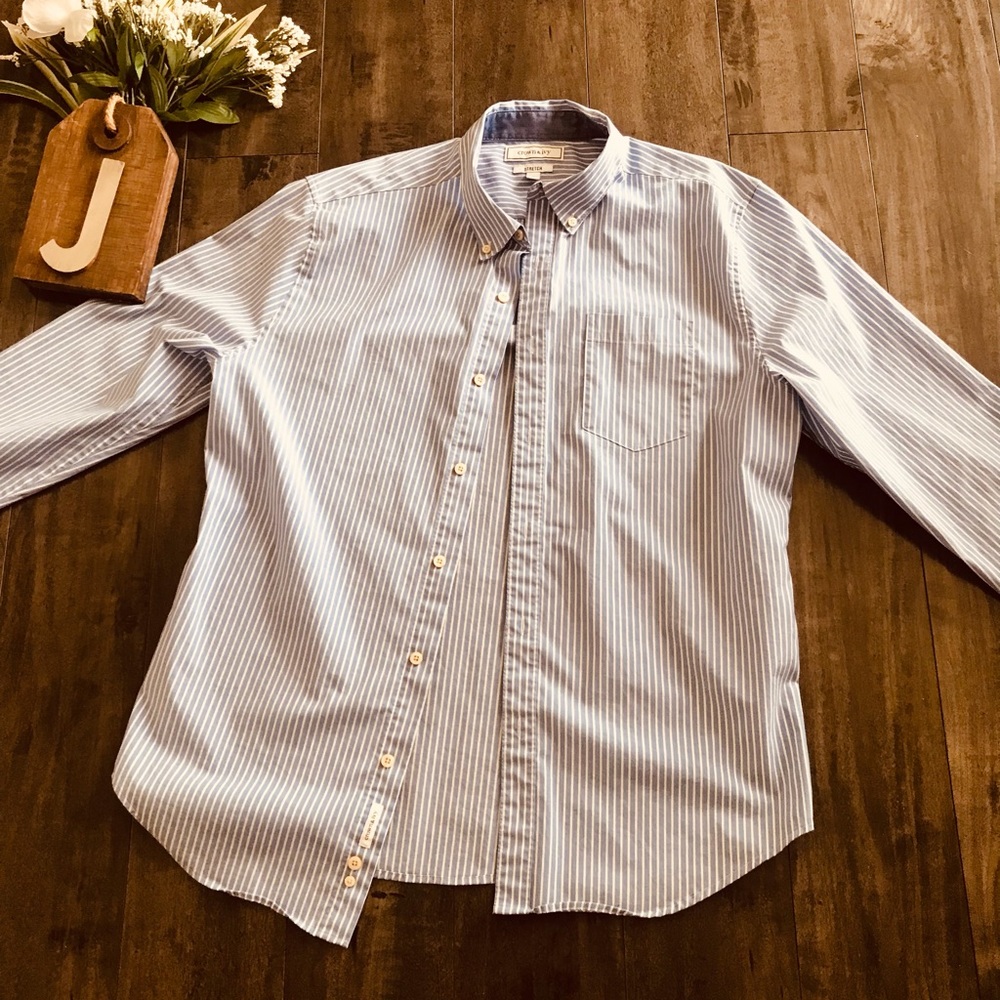 Crown & Ivy Stretch Size Large Mens Long Sleeve Button Down Dress Shirt